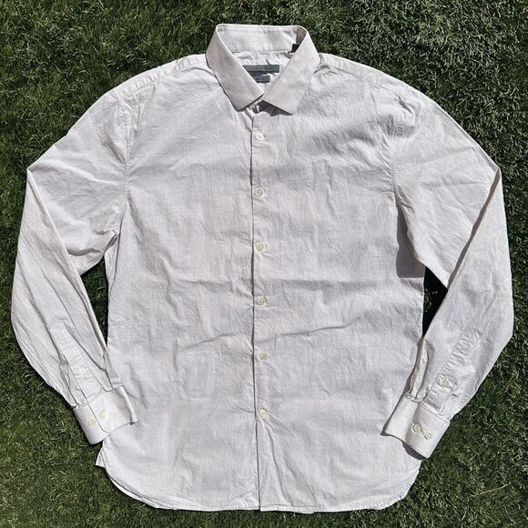 John Varvatos Slim Fit Textured Cotton Linen Blend Dress Shirt Made in Italy 16 - Picture 1 of 7